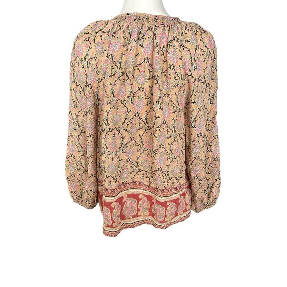 Lucky Brand Long Sleeve Top Pink Black Tan Medium - Picture 2 of 5